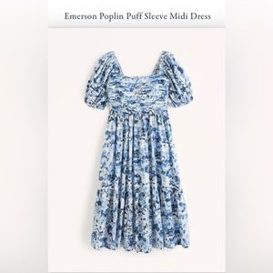 Abercrombie Emerson Poplin Puff Sleeve Midi Dress